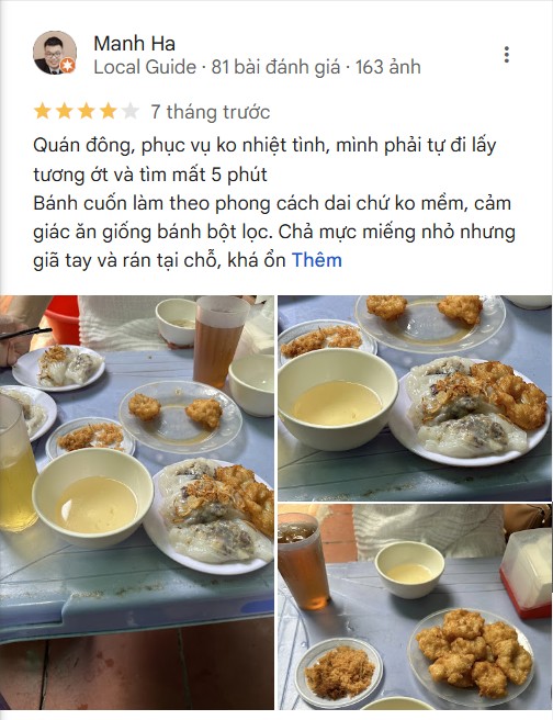 danh gia banh cuon cha muc goc bang 